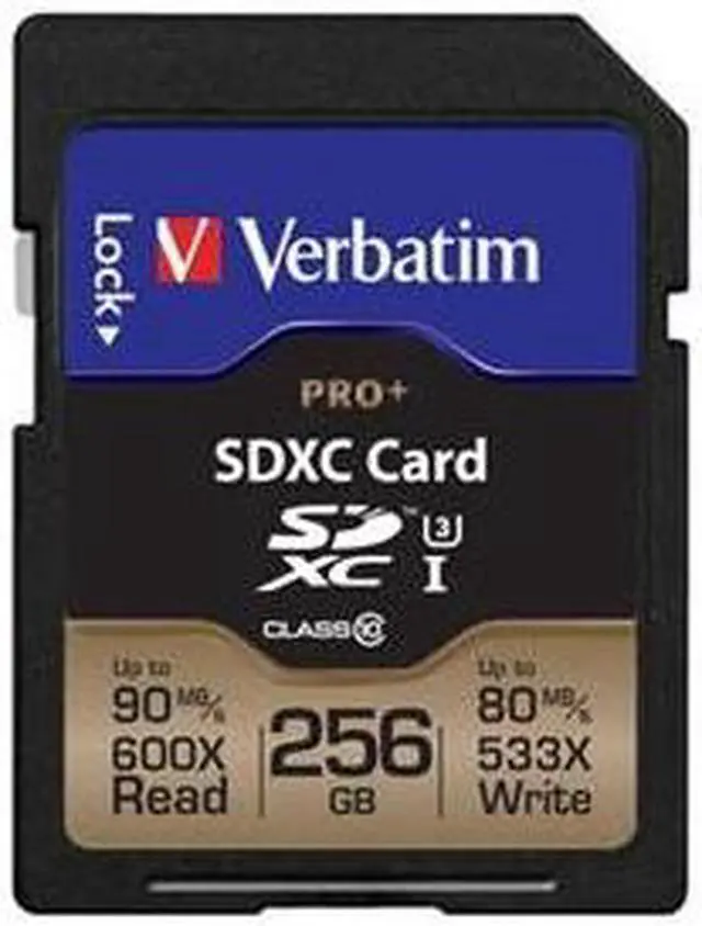 Alt view image 3 of 20 - Verbatim Memory Card SDXC 90MB/s Read Speed 256GB BK/GD 99141