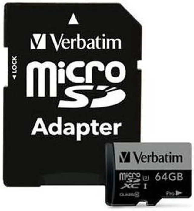 Alt view image 2 of 20 - Verbatim Memory Card microSDXC w/Adapter 64GB BK/GY 47042
