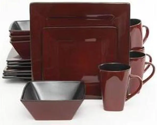 Main image of Gibson Elite Kiesling Stoneware 16-Piece Dinnerware Set, Red 107278.16