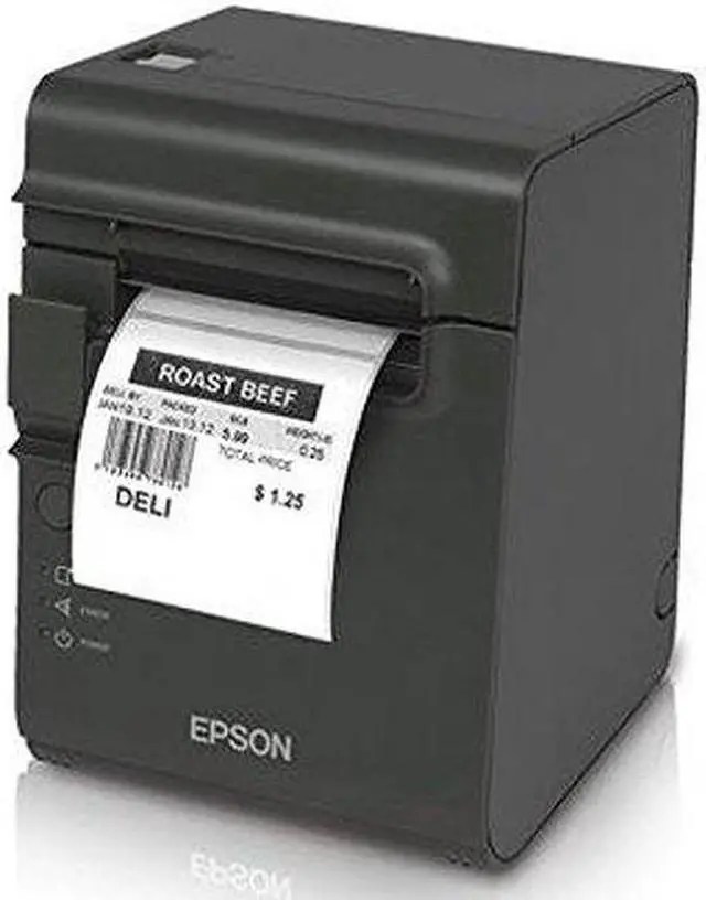 Alt view image 2 of 3 - Epson TM-L90 Plus Liner-free Compatible Desktop Thermal Label and Receipt Printer, 203 dpi, USB, Serial, Dark Gray - C31C412A7991