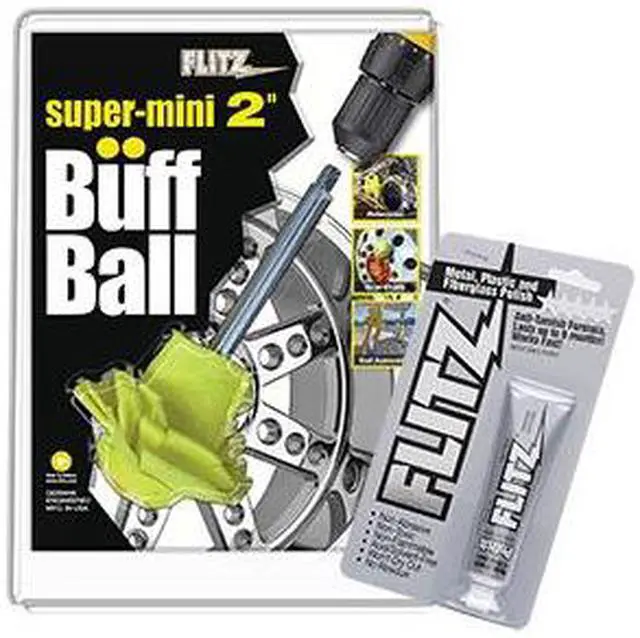 Main image of Flitz Buff Ball - Super Mini 2" - Yellow w/1.76oz Tube Flitz Polish