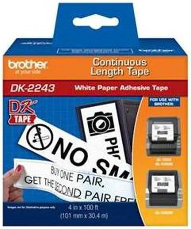 Main image of Brother BRO#DK2243 P-Touch DK-2243 White Continuous Paper Roll 4" Width x 100 ft Length - 1 Roll - Paper - Direct Thermal - White