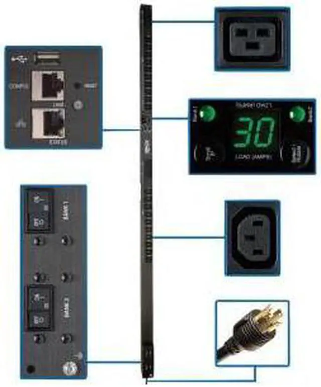 Main image of Tripp Lite PDUMV30HVNETLX PDU SWITCHED 20 C13; 4 C19, LX PLATFORM