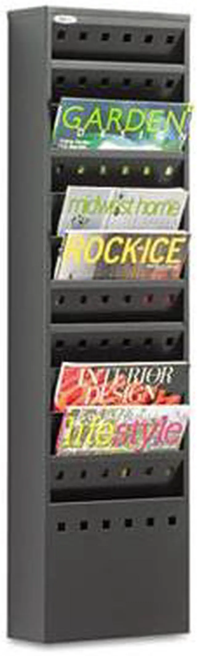 Alt view image 6 of 16 - Safco Steel Magazine Rack 11 Compartments 10w x 4d x 36-1/4h Black 4321BL