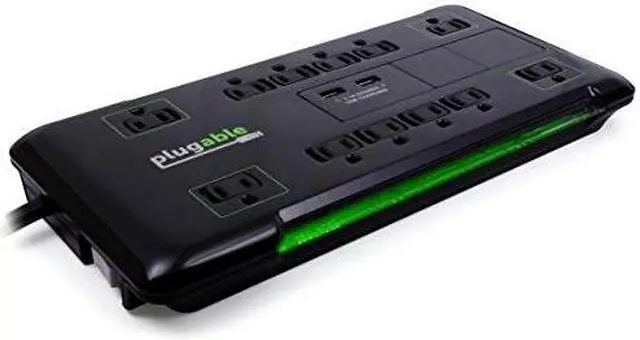 Alt view image 6 of 19 - Plugable Surge Protector Power Strip - 12-Outlet, 2-Port USB, 6ft (1.8m)