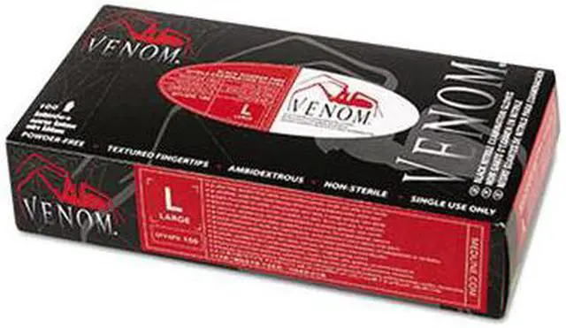 Alt view image 4 of 8 - Venom Nitrile Exam Gloves Large Black Powder-Free 100/Box