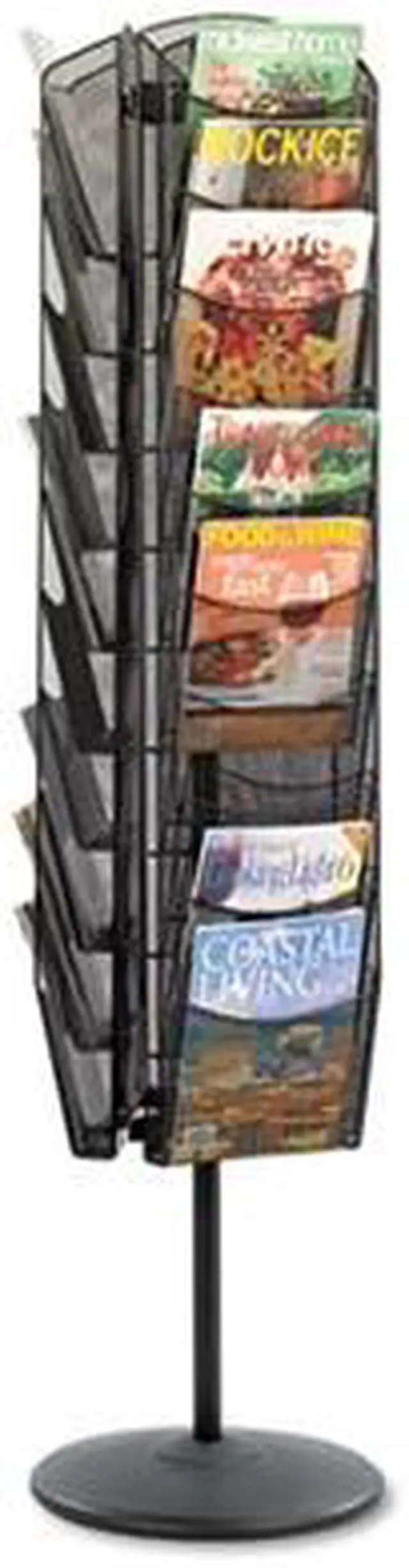Alt view image 5 of 18 - Safco Onyx Mesh Rotating Magazine Display 30 Compartments 16-1/2w x 66h Black