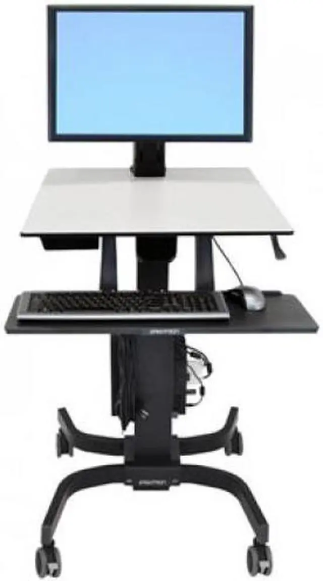 Main image of Ergotron 24-216-085  WorkFit-C Single HD Sit-Stand Workstation - Cart for LCD display / keyboard / mouse / CPU - gray, black - screen size: 30" - mounting interface: 100 x 100 mm, 75 x 75 mm, 200 x 20