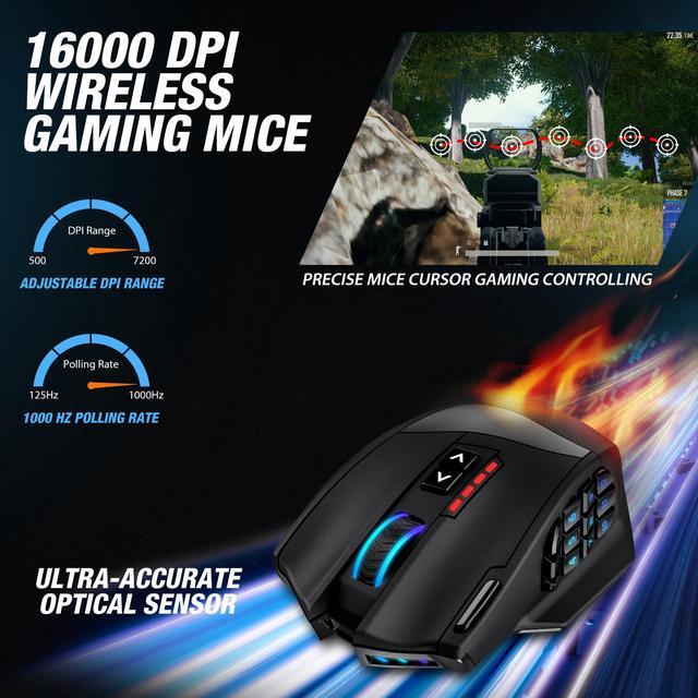 Alt view image 2 of 6 - UtechSmart Venus Pro RGB Wireless MMO Gaming Mouse, 16,000 DPI Optical Sensor, 2.4 GHz Transmission Technology, Ergonomic Design, 16M Chroma RGB Lighting, 16 Programmable Buttons, Up to 70 Hours
