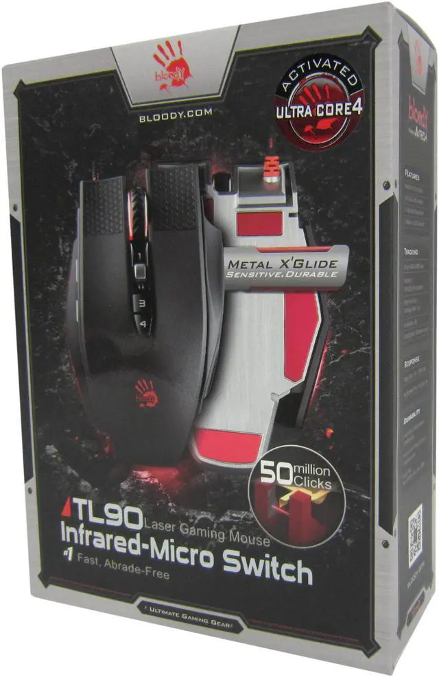 Alt view image 6 of 7 - A4Tech Bloody TL90 Infrared-Micro Laser Gaming Mouse Advanced Weapon Tuning & Macro Setting 8200CPI, Infrared-Micro Switch Light Strike, Metal X'Glide Boots