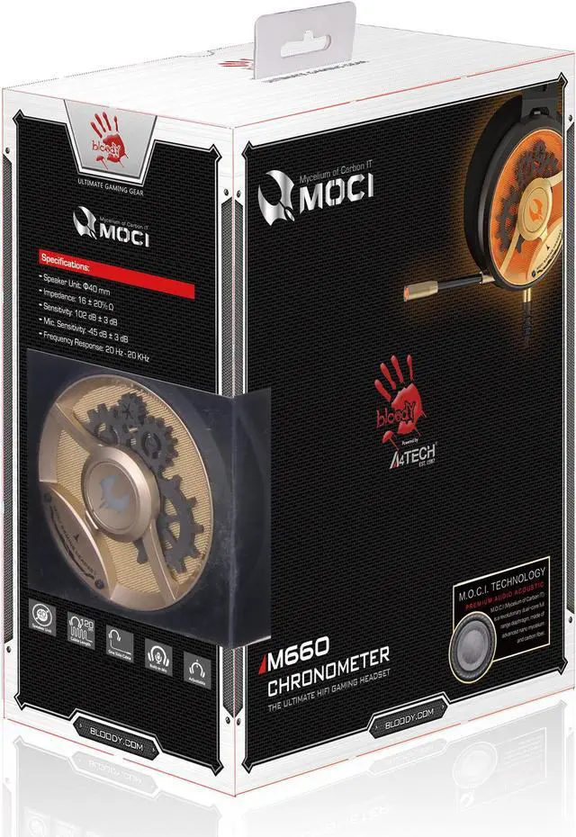 Alt view image 4 of 7 - Bloody M660 MOCI HIFI Gaming Headset with Built-in Microphone Boom, Light Weight, Compatible across platforms (Gold)