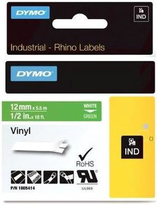 Alt view image 2 of 16 - DYMO IND Vinyl Labels 1/2"