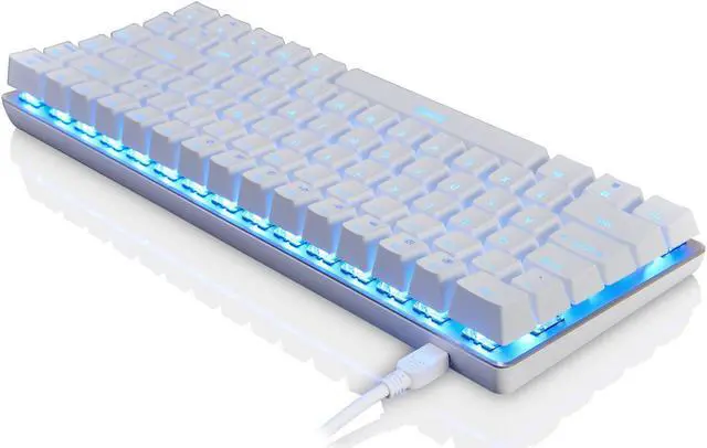 Alt view image 4 of 7 - UrChoiceLtd® Ajazz Geek AK33 Backlit Usb Wired Gaming Mechanical Keyboard Blue Black Switches for Office, Typists and Play Games ( Blue Switch,White )