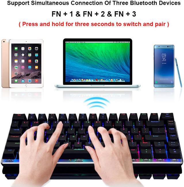 UrChoiceLtd® Ajazz AK33 2.4GHz Wireless Bluetooth & Wired Rechargeable  Multimedia Mechanical Ergonomic Usb Gaming Keyboard For Gamer Lapyop  Computer with 82 Keys RGB LED Backlit Blue Switch 