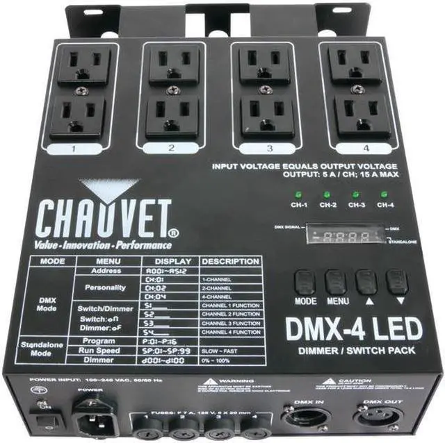 Alt view image 2 of 7 - Chauvet DMX-4 Four Ch. DMX Switch/Dimmer Pack DMX Power Pack