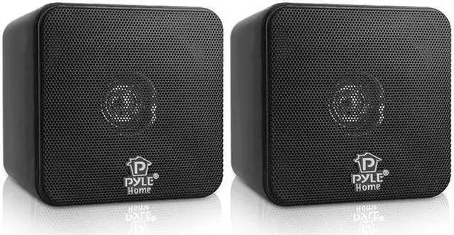 Alt view image 4 of 4 - Pyle PCB4BK 4 Inch 200 Watt Mini Cube Bookshelf Stereo Speakers, Black (2 Pack)