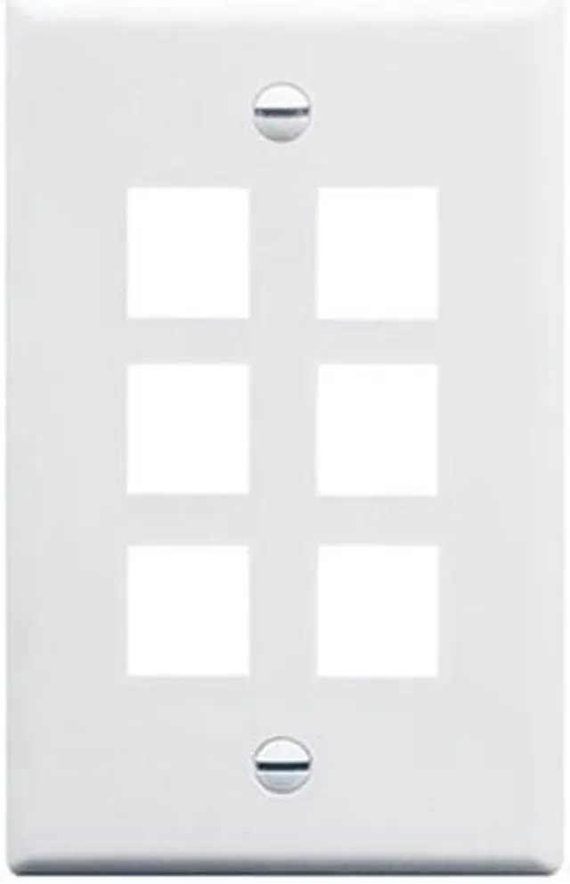 Alt view image 3 of 5 - ICC IC107LF6WH Oversized Classic face Plate 6 Port White