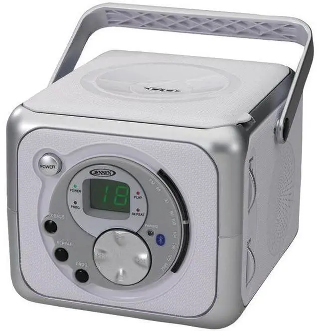 Main image of Jensen CD555 CD Bluetooth Boombox Portable Music System with CD Player +CD-R/RW & FM Radio with Aux-in & Headphone Jack Line-In