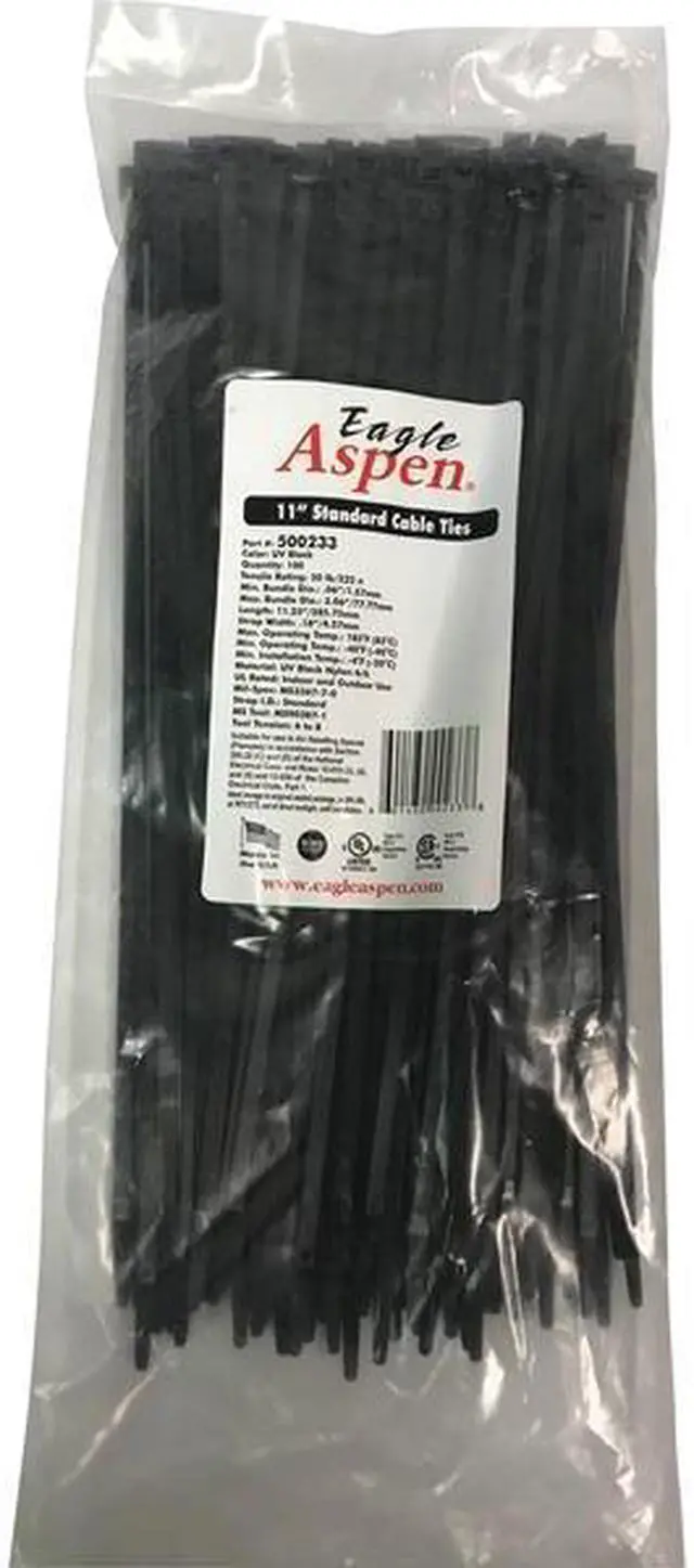 Alt view image 2 of 9 - EAGLE ASPEN 500233 Temperature-Rated Cable Ties, 100 Pack, 11", Black
