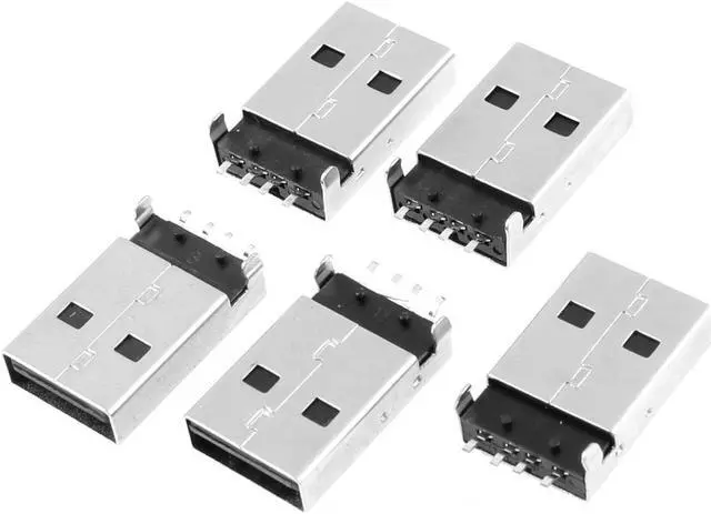 Main image of Unique Bargains 5 Pcs USB A Type Male Plug Solder Jack Connector Repair Parts