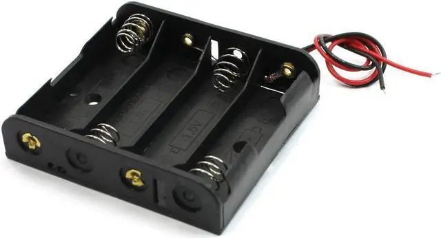 Main image of Unique Bargains Spring Loaded Plastic 4 x 1.5V AA Battery Case Holder Box Wire