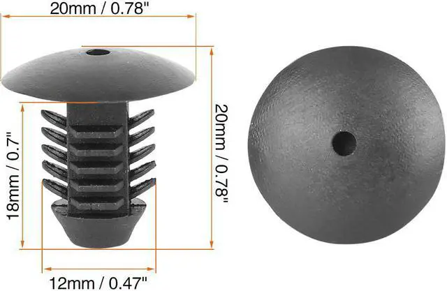 Alt view image 2 of 5 - 20pcs 12mm Hole Dia Plastic Bolt Rivets Fastener Fender Bumper Retainer Clips Black for Car