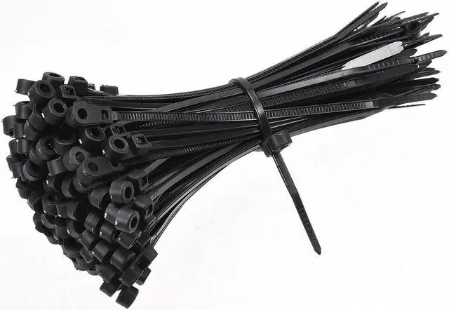 Alt view image 3 of 4 - Mount Head Cable Zip Ties 4 Inch Screw Hole Nylon Wire Strap Black 100pcs
