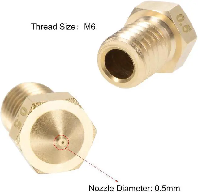 Alt view image 3 of 3 - 0.5mm 3D Printer Nozzle Head M6 Thread Replacement for V5 V6 3mm Extruder Print, Brass 4pcs