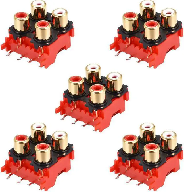 Main image of AV Concentric Outlet 4 RCA Female Jack 6 Pin Connector Socket Panel Mount 5pcs