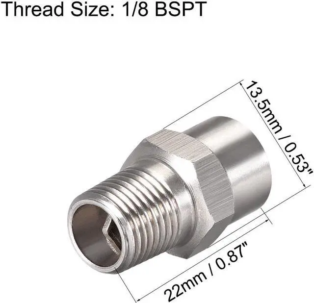 Alt view image 2 of 3 - Full Cone  Tip, 1/8BSPT Stainless Steel Wide Angle Nozzle