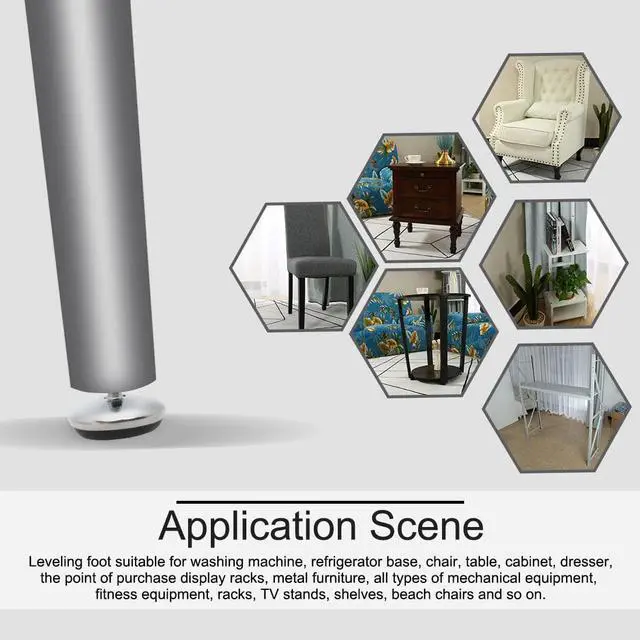 Alt view image 7 of 7 - M6 x 18 x 30mm Leveling Feet Adjustable Leveler Support for Table Sofa Leg 4pcs