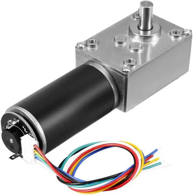 Alt view image 2 of 7 - DC 12V 111RPM 4Kg.cm Self-Locking Worm Gear Motor With Encoder And Cable, High Torque Speed Reduction Motor