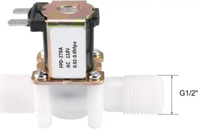 Alt view image 2 of 3 - AC110V G1/2 Plastic Water Electric Solenoid Valve Normally Closed N/C Pressure Water Inlet Flow Switch