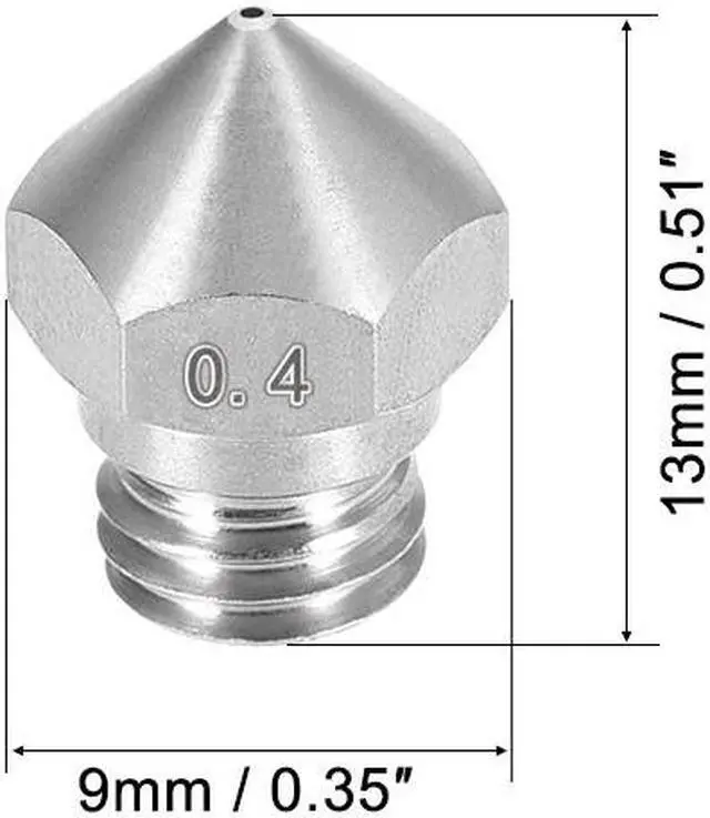 Alt view image 2 of 5 - 0.4mm 3D Printer Nozzle, Fit for MK10, for 1.75mm Filament Stainless Steel 5pcs