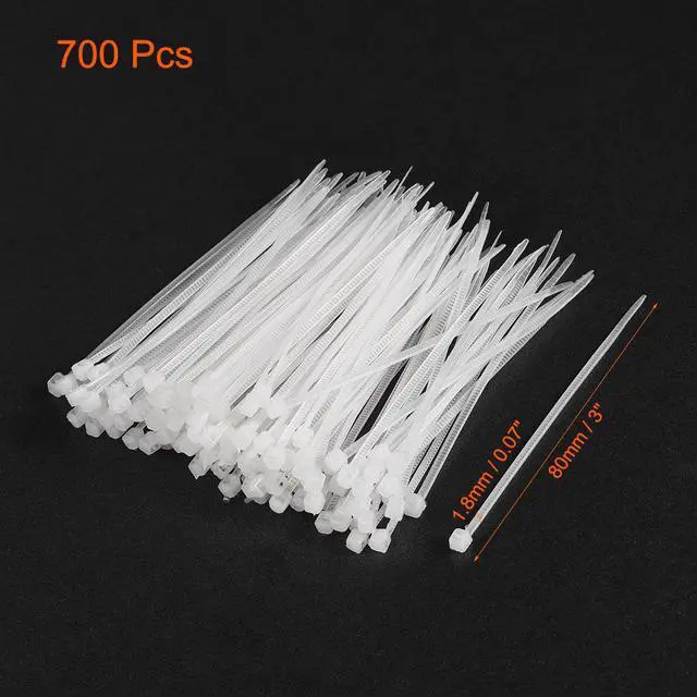 Alt view image 2 of 4 - Cable Zip Ties 80mmx1.8mm Self-Locking Nylon Tie Wraps White 700pcs