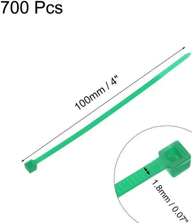 Alt view image 2 of 3 - Cable Zip Ties 100mmx1.8mm Self-Locking Nylon Tie Wraps Green 700pcs