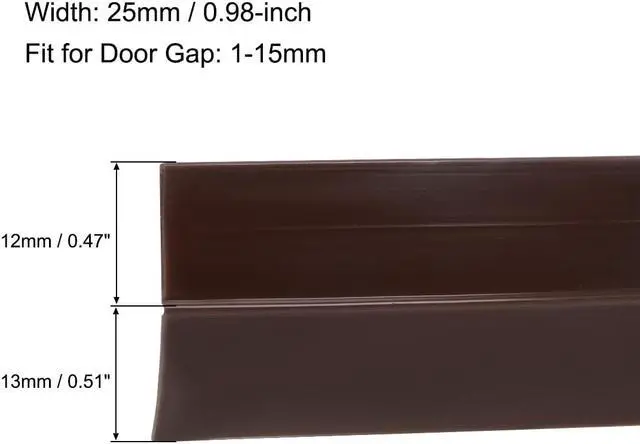 Alt view image 3 of 4 - 25mm Width 1M Long Self Adhesive Weather Stripping Frameless Door Bottom Seal for Doors and Windows (Brown)