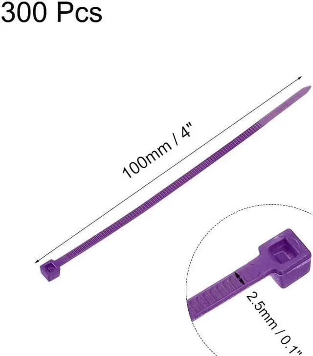 Alt view image 2 of 3 - Cable Zip Ties 100mmx2.5mm Self-Locking Nylon Tie Wraps Purple 300pcs