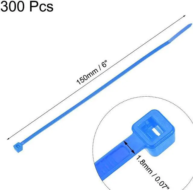 Alt view image 2 of 3 - Cable Zip Ties 150mmx1.8mm Self-Locking Nylon Tie Wraps Blue 300pcs