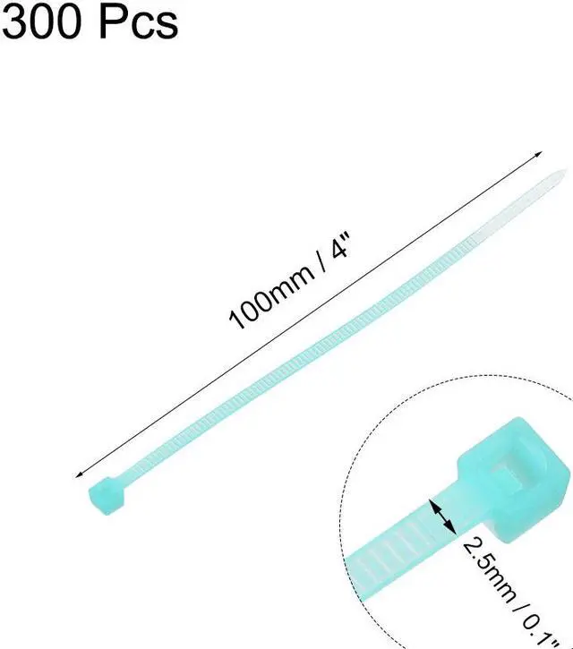 Alt view image 2 of 3 - Cable Zip Ties 100mmx2.5mm Self-Locking Nylon Tie Wraps Sky-Blue 300pcs