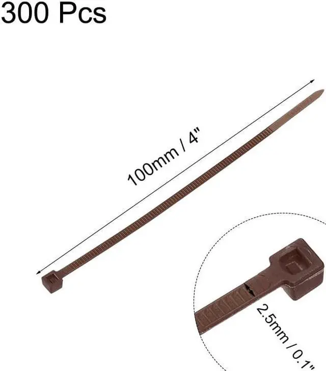 Alt view image 2 of 3 - Cable Zip Ties 100mmx2.5mm Self-Locking Nylon Tie Wraps Brown 300pcs