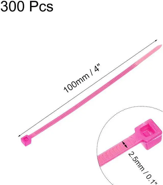 Alt view image 2 of 3 - Cable Zip Ties 100mmx2.5mm Self-Locking Nylon Tie Wraps Pink 300pcs