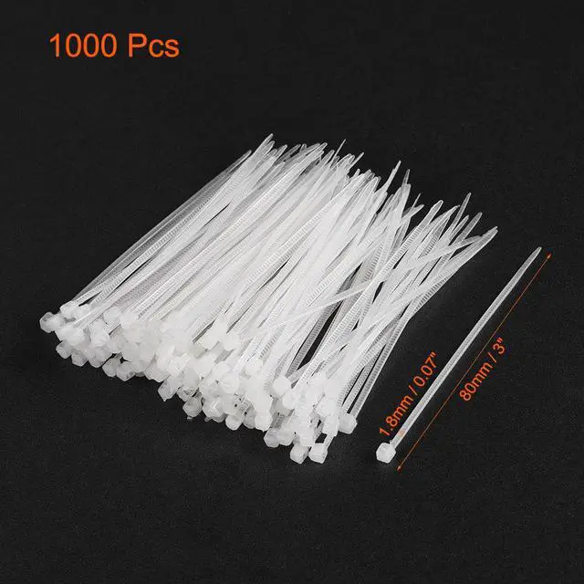 Alt view image 2 of 4 - Cable Zip Ties 80mmx1.8mm Self-Locking Nylon Tie Wraps White 1000pcs