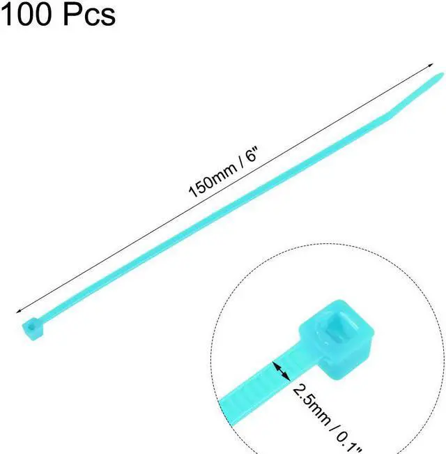 Alt view image 2 of 3 - Cable Zip Ties 150mmx2.5mm Self-Locking Nylon Tie Wraps Sky-Blue 100pcs