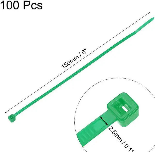 Alt view image 2 of 3 - Cable Zip Ties 150mmx2.5mm Self-Locking Nylon Tie Wraps Green 100pcs
