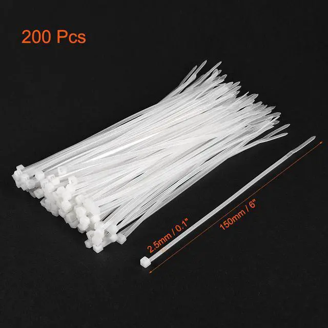 Alt view image 2 of 4 - Cable Zip Ties 150mmx2.5mm Self-Locking Nylon Tie Wraps White 200pcs