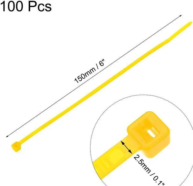 Alt view image 2 of 3 - Cable Zip Ties 150mmx2.5mm Self-Locking Nylon Tie Wraps Yellow 100pcs