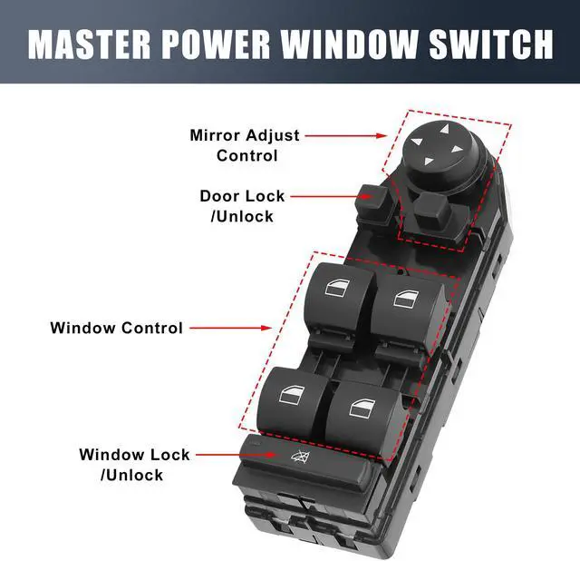 Alt view image 3 of 7 - 61313414355 Automobile New Front Left Side Master Power Window Control Switch for 2004-2010 BMW X3