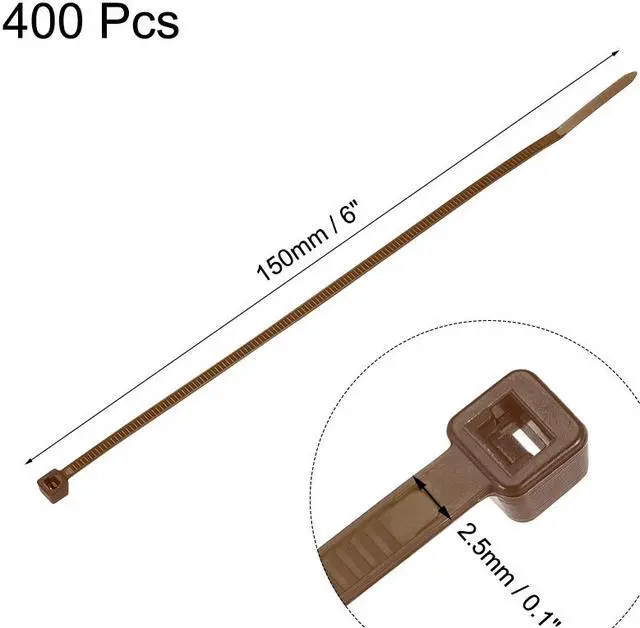 Alt view image 2 of 3 - Cable Zip Ties 150mmx2.5mm Self-Locking Nylon Tie Wraps Brown 400pcs