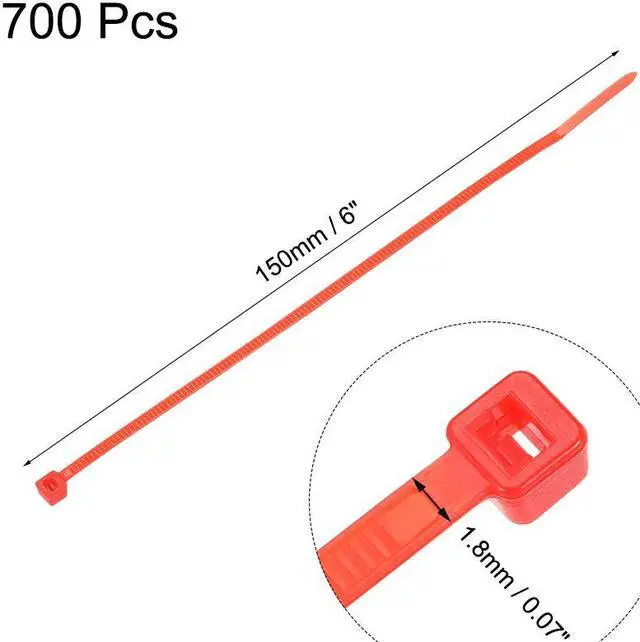 Alt view image 2 of 3 - Cable Zip Ties 150mmx1.8mm Self-Locking Nylon Tie Wraps Red 700pcs